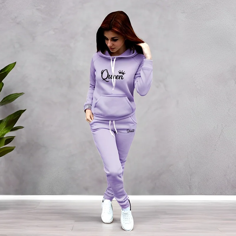 Winter Clothing Fashion - بدلة رياضية نسائية بطباعة حروف 