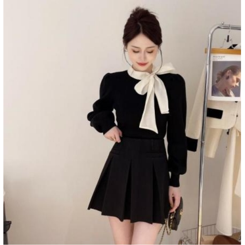 Clothing Style Winter - ربيع الخريف المرأة رشيقة Bowknot القمم