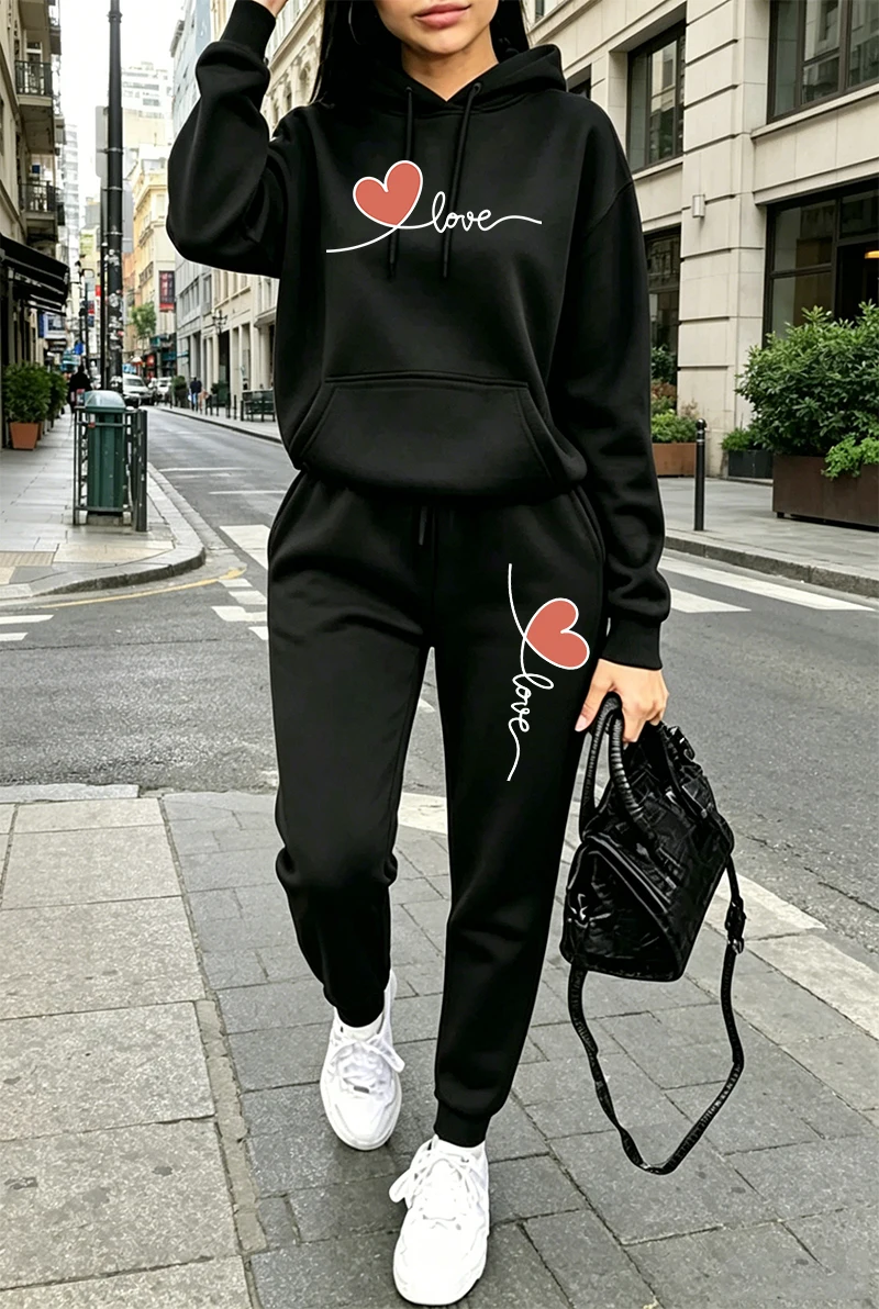 Winter Clothing Fashion - بدلة رياضية نسائية مطبوعة بأكمام طويلة